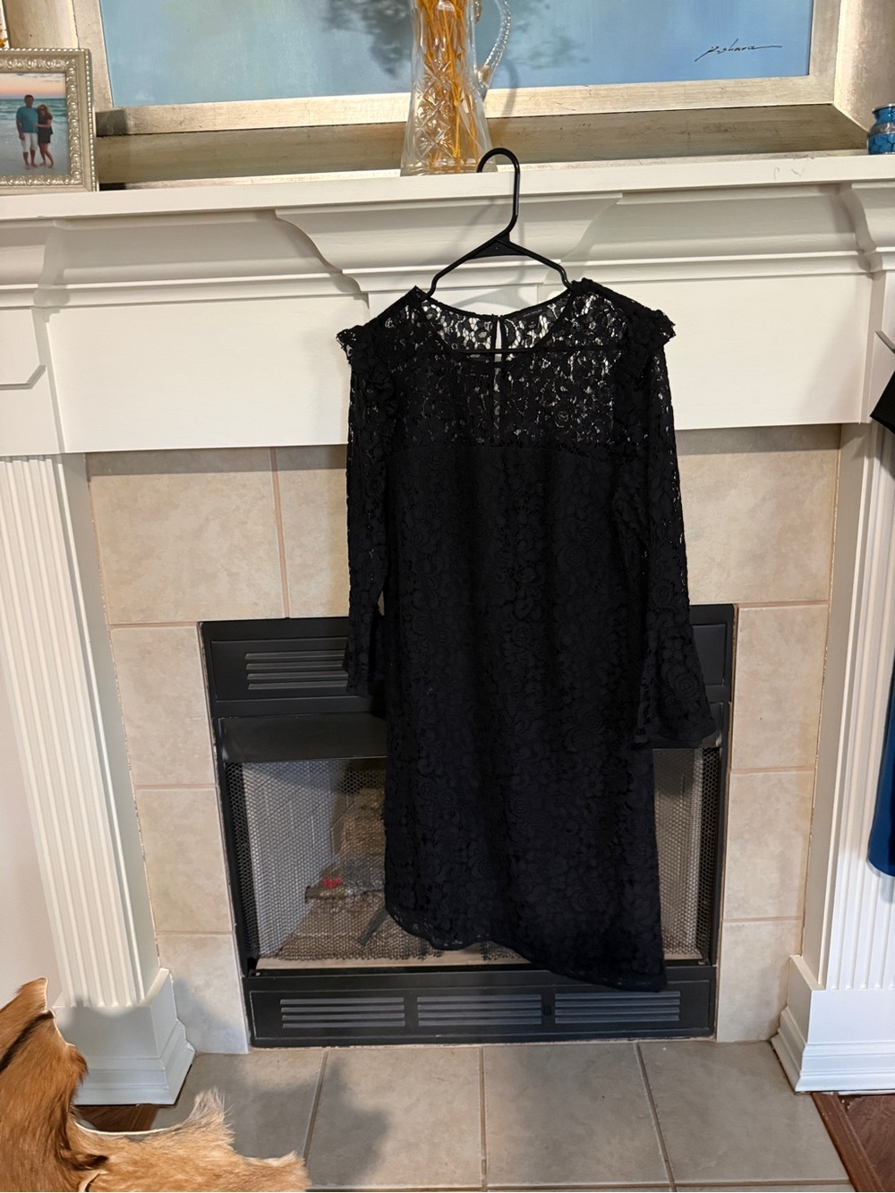 Ann Taylor 8 T  Black Lace Long Sleeve Shift Dress